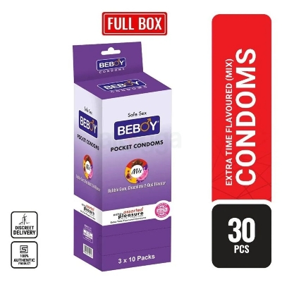 Picture of Beboy Mix Extra Time Assorted Air & Dotted Condom (Mix Flavoured) 3x10 - 30Pcs Full Box (India)