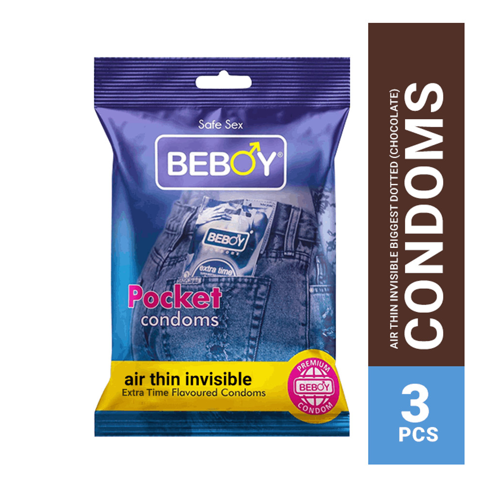 Picture of Beboy Extra Time Air Thin Invisible Condom (Chocolate Flavoured) Pouch Pack- 3Pcs(India)