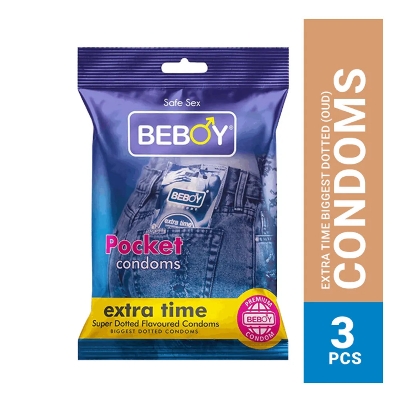 Picture of Beboy Extra Time Super Big Dotted Condom (Oud Flavour) Pocket Pack- 3Pcs(India)