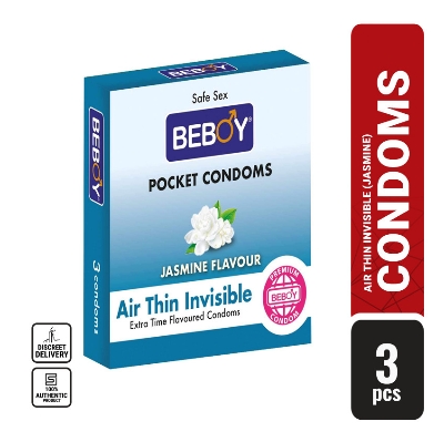 Picture of Beboy Extra Time Air Thin Invisible Condom (Jasmine Flavoured) - 3Pcs Pack(India)