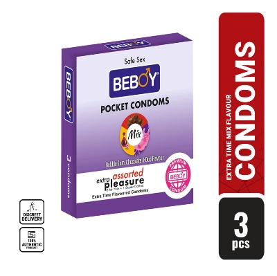 Picture of Beboy Mix Extra Time Assorted Air & Dotted Condom (Mix Flavoured) - 3Pcs Pack(India)