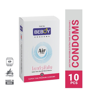 Picture of Beboy Air Thin Invisible Extra Time (Raat Ki Raani) Condom - 10pcs Pack(India)