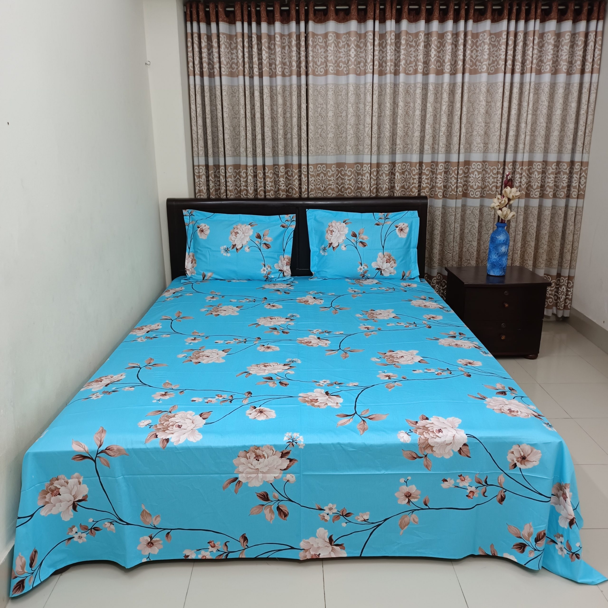 Picture of Luxury Twill Cotton Bedsheet – King Size – sky blue