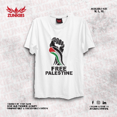 Picture of Free Palestine Zunkies Oversized Drop Shoulder White T-shirt