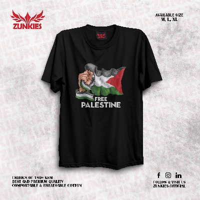 Picture of Free Palestine Zunkies Oversized Drop Shoulder Black T-shirt
