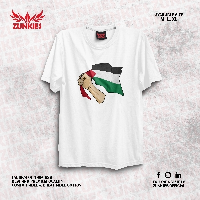 Picture of Free Palestine Zunkies Oversized Drop Shoulder White T-shirt