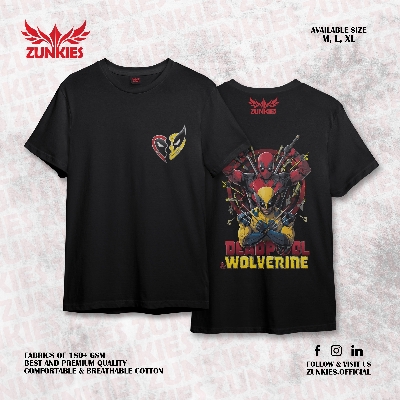 Picture of Zunkies Deadpool & Wolverine Oversized Drop Shoulder Black & White T-shirt