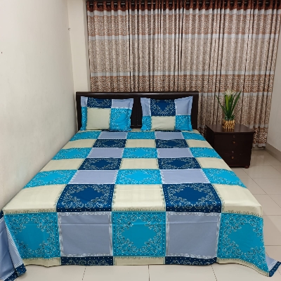 Picture of Luxury Twill Cotton Bedsheet – King Size – 3Pecs – Blue Box