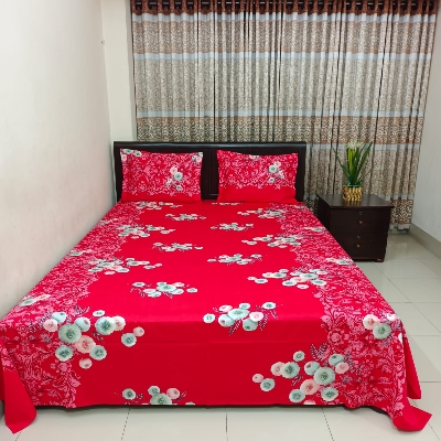 Picture of Luxury Twill Cotton Bedsheet – King Size – 3Pecs – Red Snow