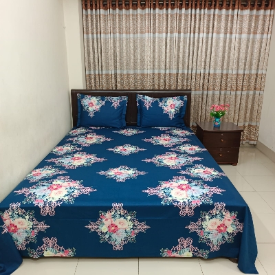 Picture of Luxury Twill Cotton Bedsheet – King Size – 3Pecs – Flora Blue