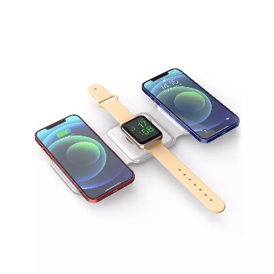Picture of WiWU Power Air 3 in 1 Magnets 15W Wireless Charger for iiWatch iPh-one AiirPods - White