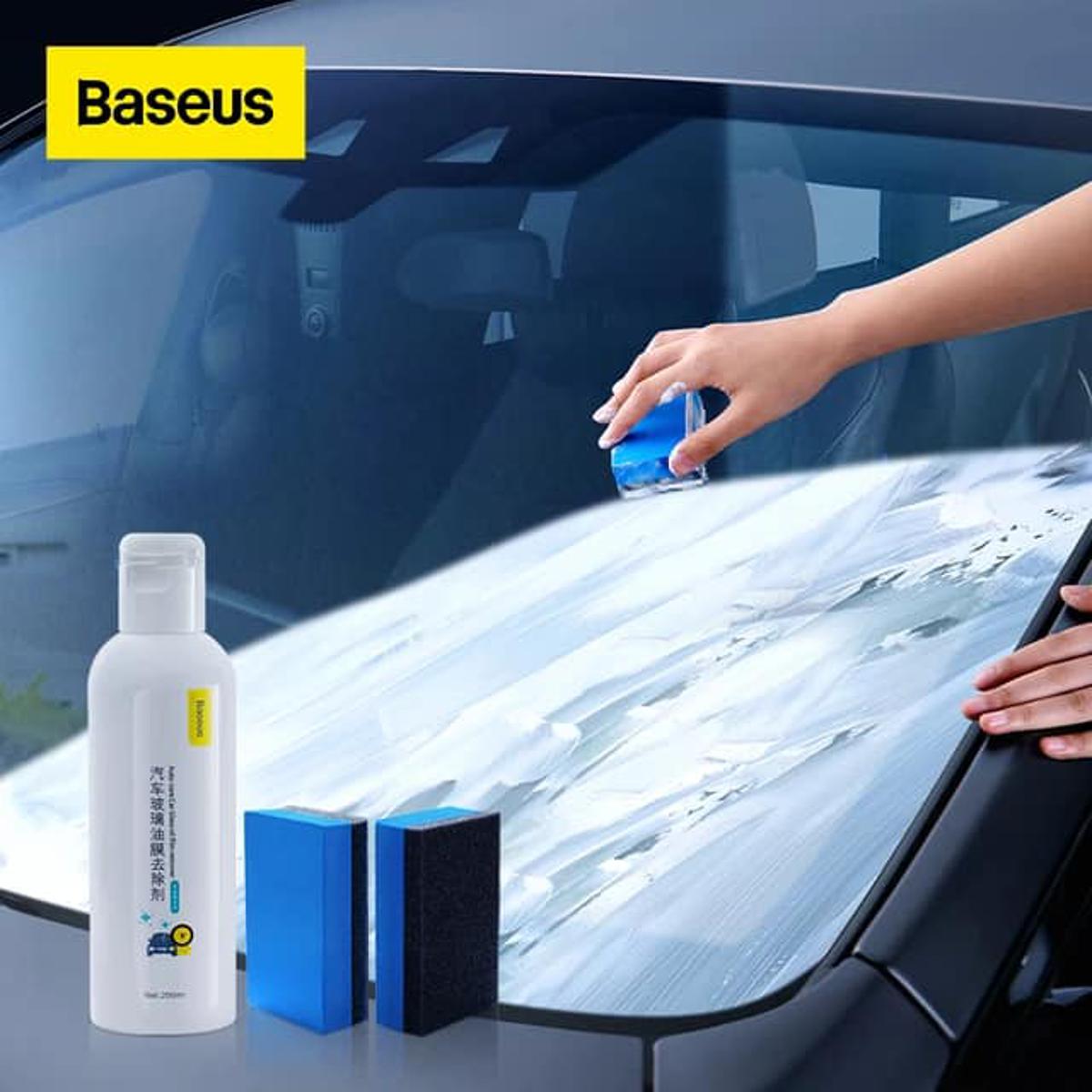 Picture of Baseus 300mL Car Windshield Cleaner Oil Film Remover with 2pcs Wash Sponges - White