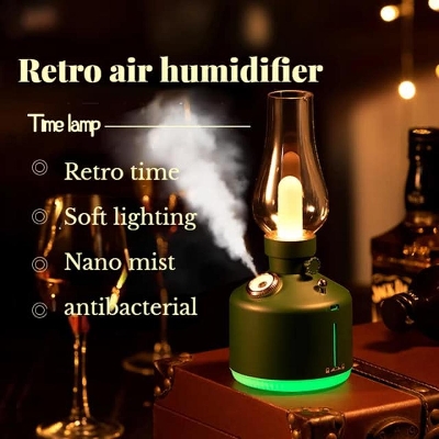 Picture of Retro Vintage Air Humidifier Night Light Lamp Nano Mist Maker Aromatherapy Diffuser USB Rechargeable Portable