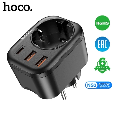 Picture of Hoco NS3 Multifunctional Socket Including 1C+2A PD20W Ports, EU Plug - Black