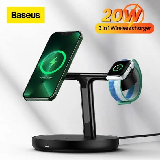 Picture of Baseus 3 in 1 20W Magnetic Wireless Chargers Stand For iPhone 12 13 14 Charger Dock Station for Airpods Pro Wireless Charger