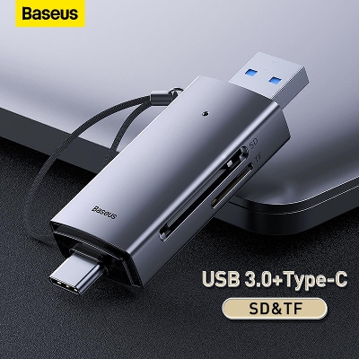 Picture of High-Performance - Baseus Lite Series USB-A and Type-C to SD/TF card reader gray - Break Trend - Sleek Usage
