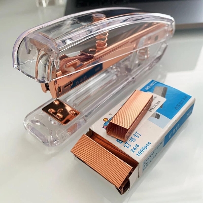 Picture of DELVTCH Transparent Stapler Office Accessories with 1000Pcs Metal Staples