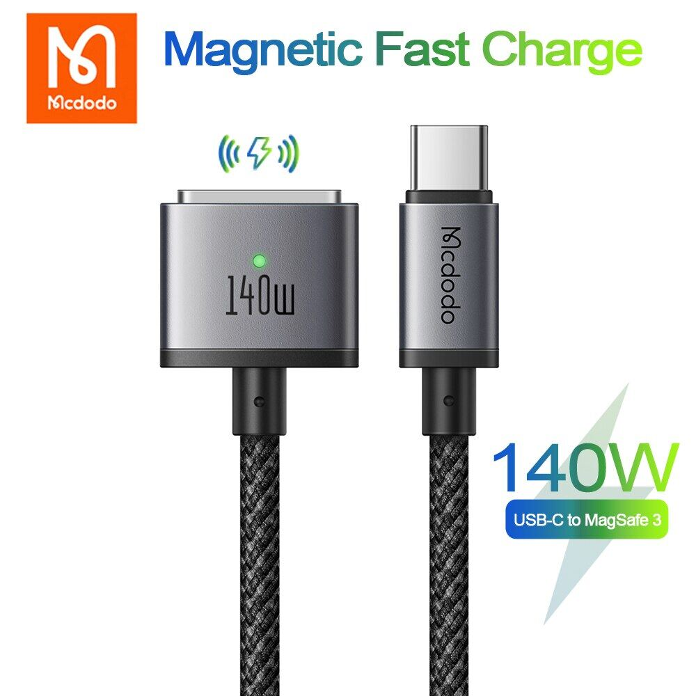 Picture of Mcdodo 140W Magnetic PD USB-C to MagSaf* 3 Fast Charge Cable For Macbook Pro Air 13 14 16 M1 M2 Dual LED Indicators Charger Cord