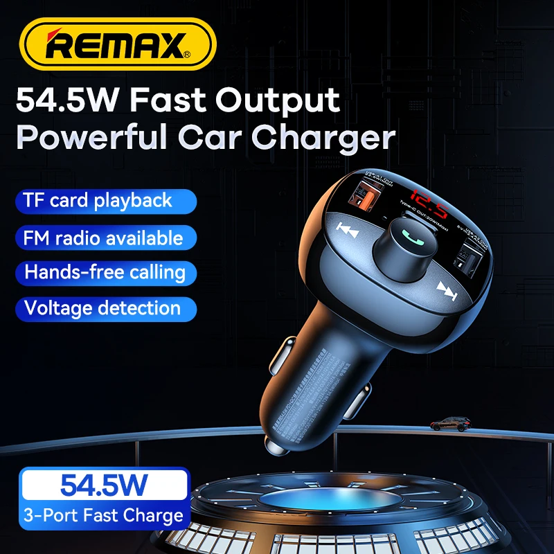 Picture of Remax RCC331 All-In-One 54W Ans Player FOR CALL & FM RADIO Fast Car Charger - Black