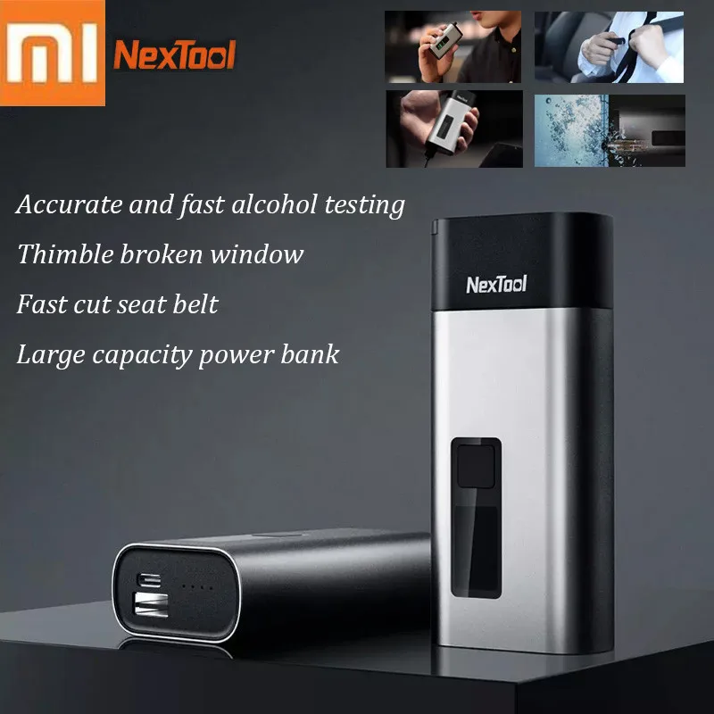 Picture of Xiaomi NexTool 4-in-1 Mini Alcohol Tester LCD Digital Portable Car Breathalyzer with Window Breaker Rope Cutter Power Bank
