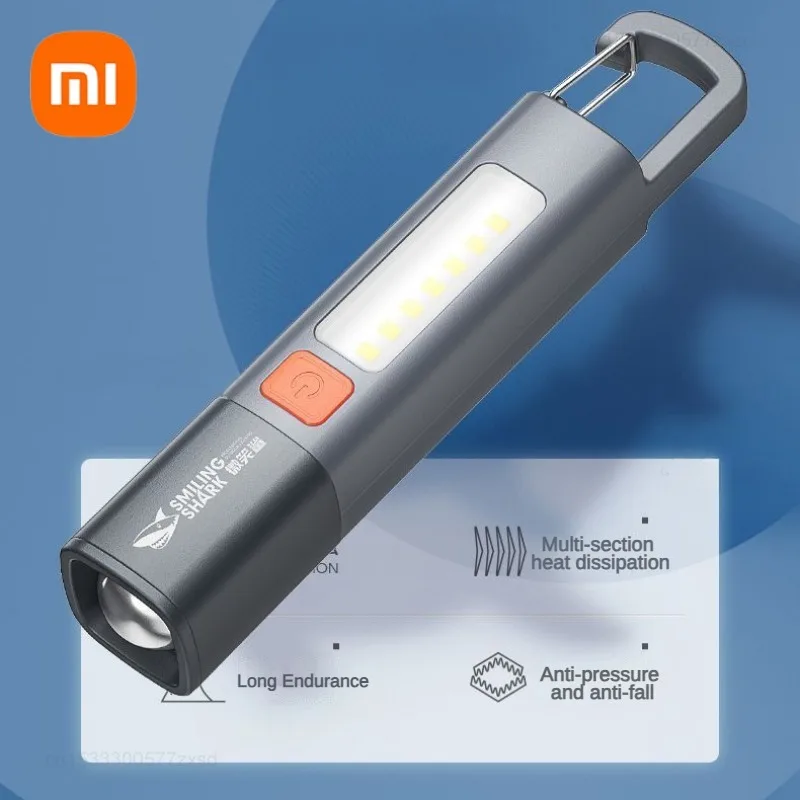 Picture of Bes Products S_miling Shark SD1023 LED Torch Light XPE Super Bright Flashlight with Hook Camping Light USB Rechargeable Zoomable Waterproof