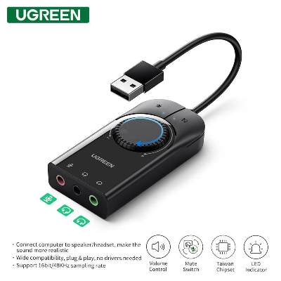 Picture of U GREEN CM129 USB External Sound Card - Black
