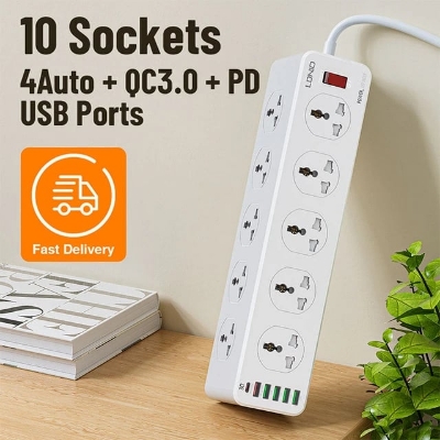 Picture of LDNIO SC10610-10 Outlet Sockets 6 USB Ports PD & QC3.0 Power Extension 2500W - White