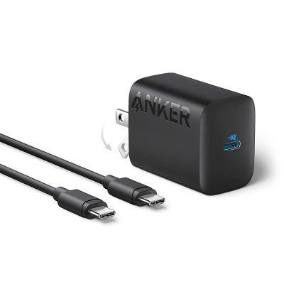 Picture of Anker 30W USB-C Charger, Anker 312 Charger with Compact and Foldable Design, High-Speed Fast Charging for iPhone 14/13/12 Series, Samsung S23, MacBook Air, iPad Pro, & More 5 ft USB C Cable Included