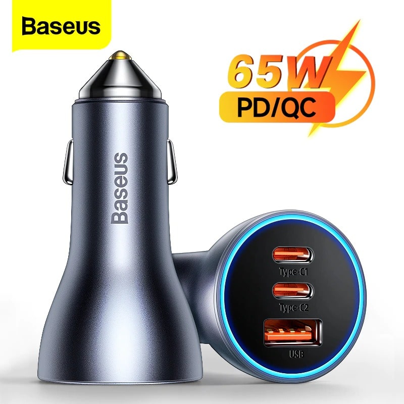 Picture of Baseus 65W Car Charger USB Type C Quick Charge 4.0 QC 3.0 PD Fast Charging For iPhone 13 Xiaomi Samsung Huawei USB C Car Charger
