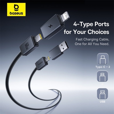 Picture of Baseus Versatile Two-for-Two Fast Charging Cable U+C to C+L 60W Cosmic 2m -  Black