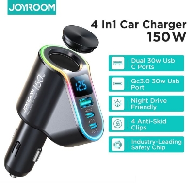 Picture of JOYROOM JR-CL21 150W 4 in 1 Ci-garette Liighter Car Charger with LED Digital Display