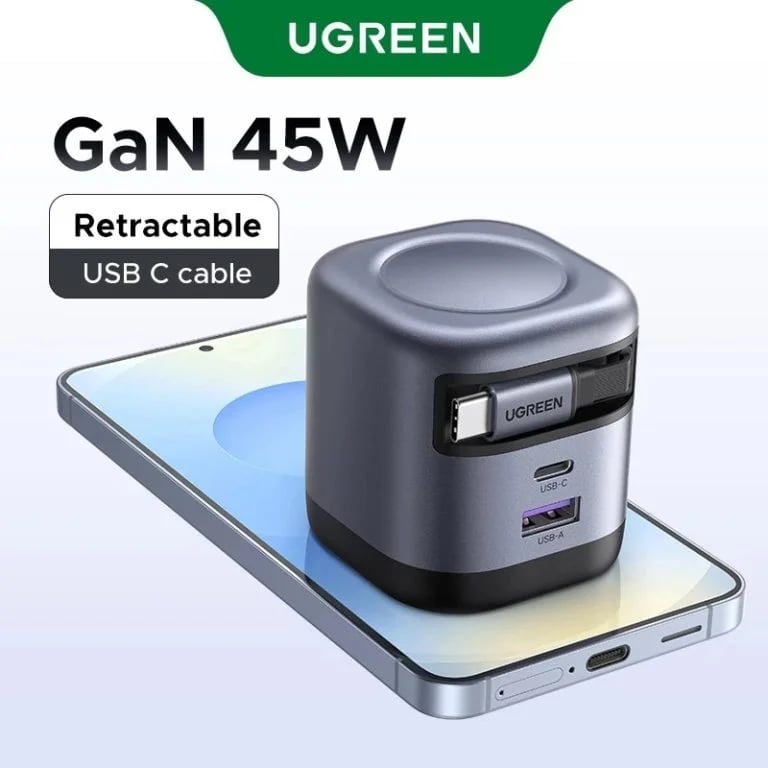 Picture of U_GREEN 45W 3 in 1 GaN USB-C Charger with Retractable Cable