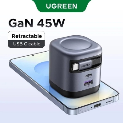 Picture of U_GREEN 45W 3 in 1 GaN USB-C Charger with Retractable Cable