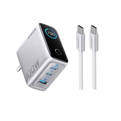 Picture of ANKER B121B Charger 3 Port 100W Fast Charging LED Display USB C to USB C Cable