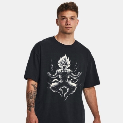 Picture of dragon ball z shirt T-SHIRT BY ARAVEL  Anime T-shirt  Black Cotton Premium Anime Cotton drop T-shirt made in Bangladesh