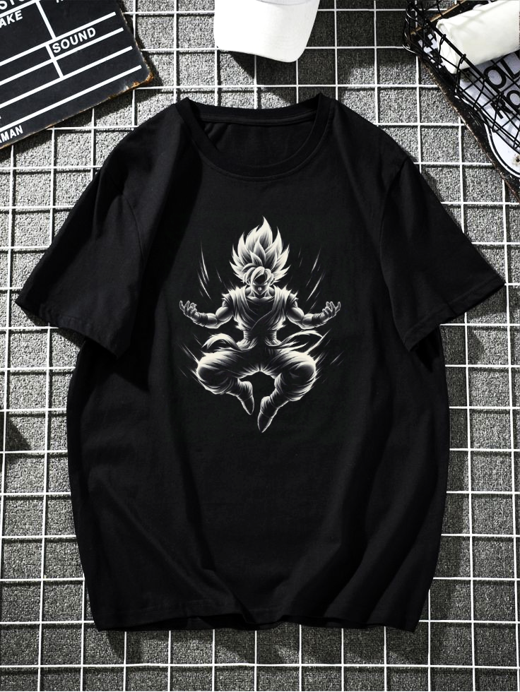 Picture of dragon ball z shirt T-SHIRT BY ARAVEL  Anime T-shirt  Black Cotton Premium Anime Cotton drop T-shirt made in Bangladesh