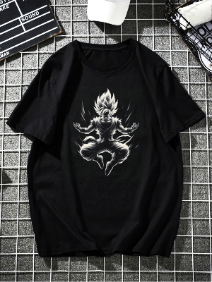 Picture of dragon ball z shirt T-SHIRT BY ARAVEL  Anime T-shirt  Black Cotton Premium Anime Cotton drop T-shirt made in Bangladesh