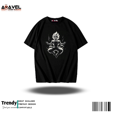 Picture of dragon ball z shirt T-SHIRT BY ARAVEL  Anime T-shirt  Black Cotton Premium Anime Cotton drop T-shirt made in Bangladesh