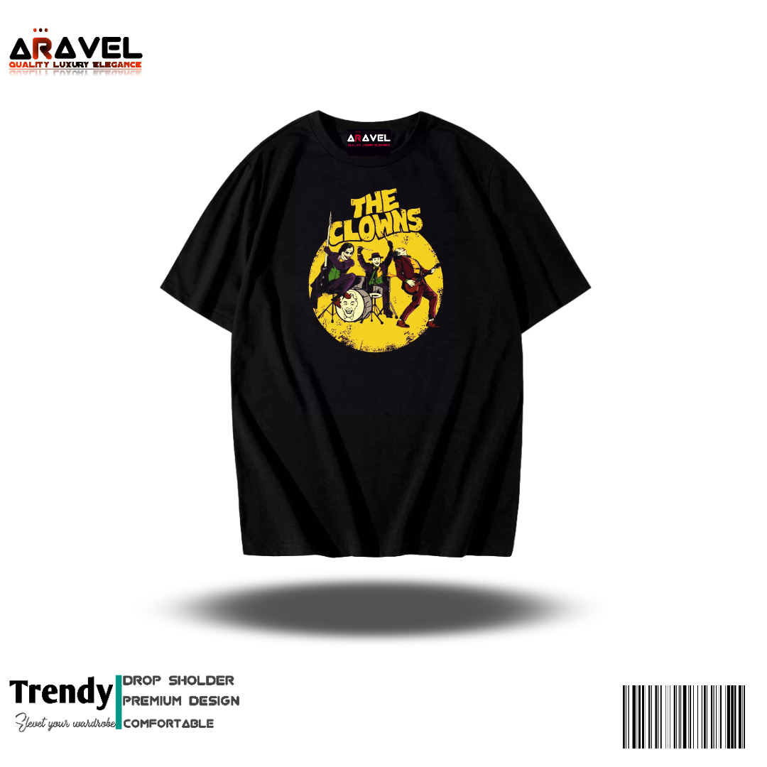 Picture of Got it. Here’s an updated version:**Title:** Stylish Drop Shoulder Clown-Themed T-Shirt | Trendy, Comfortable & Fun | Unisex Fashion Tee**Description:**  Make a bold statement with our Stylish Drop Shoulder Clown-Themed T-Shirt! Crafted from high-qua