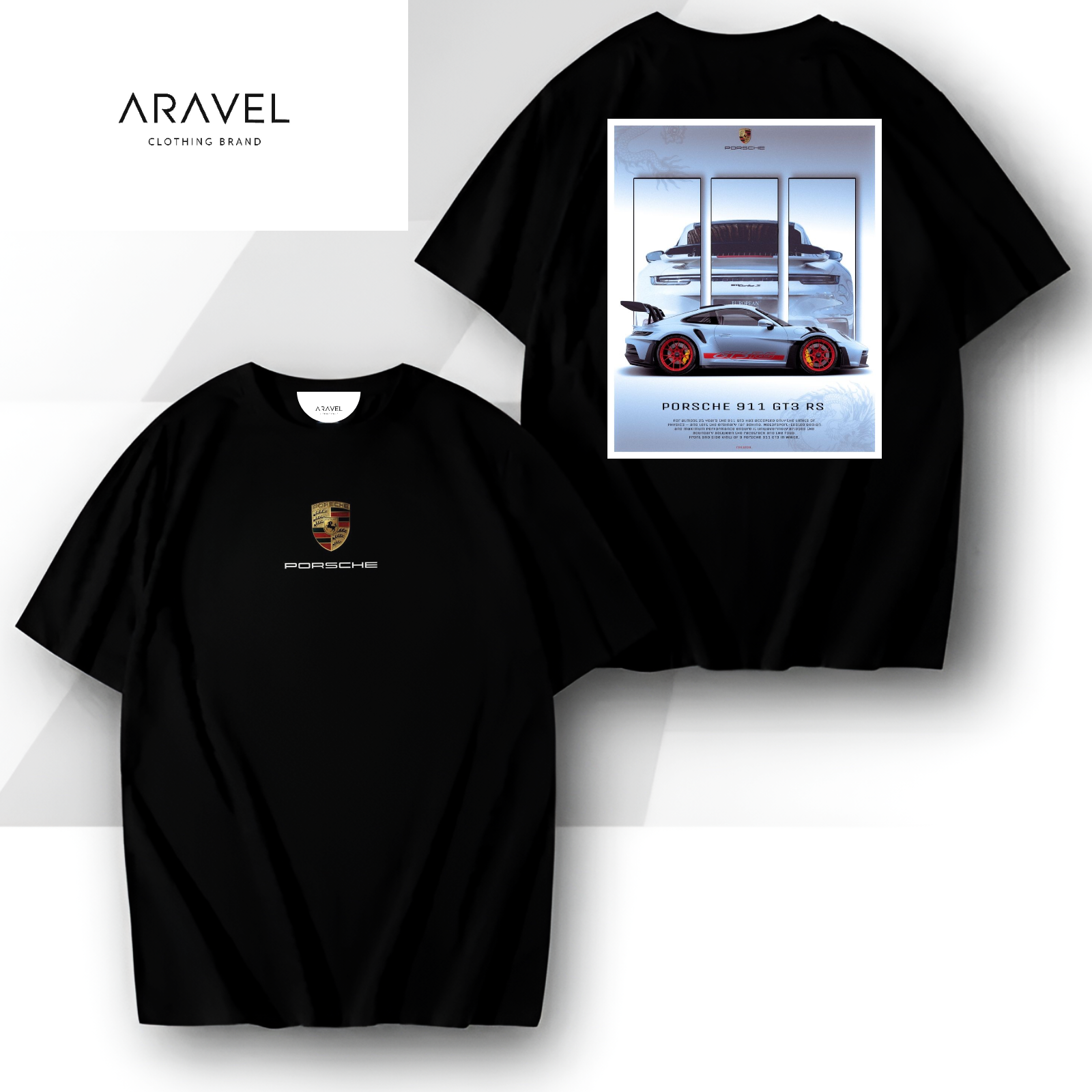 Picture of Aravel Porsche 911 GT3 RS Graphic T-Shirt – Bold, Stylish, and Comfortable Casual Wear for Car Enthusiasts