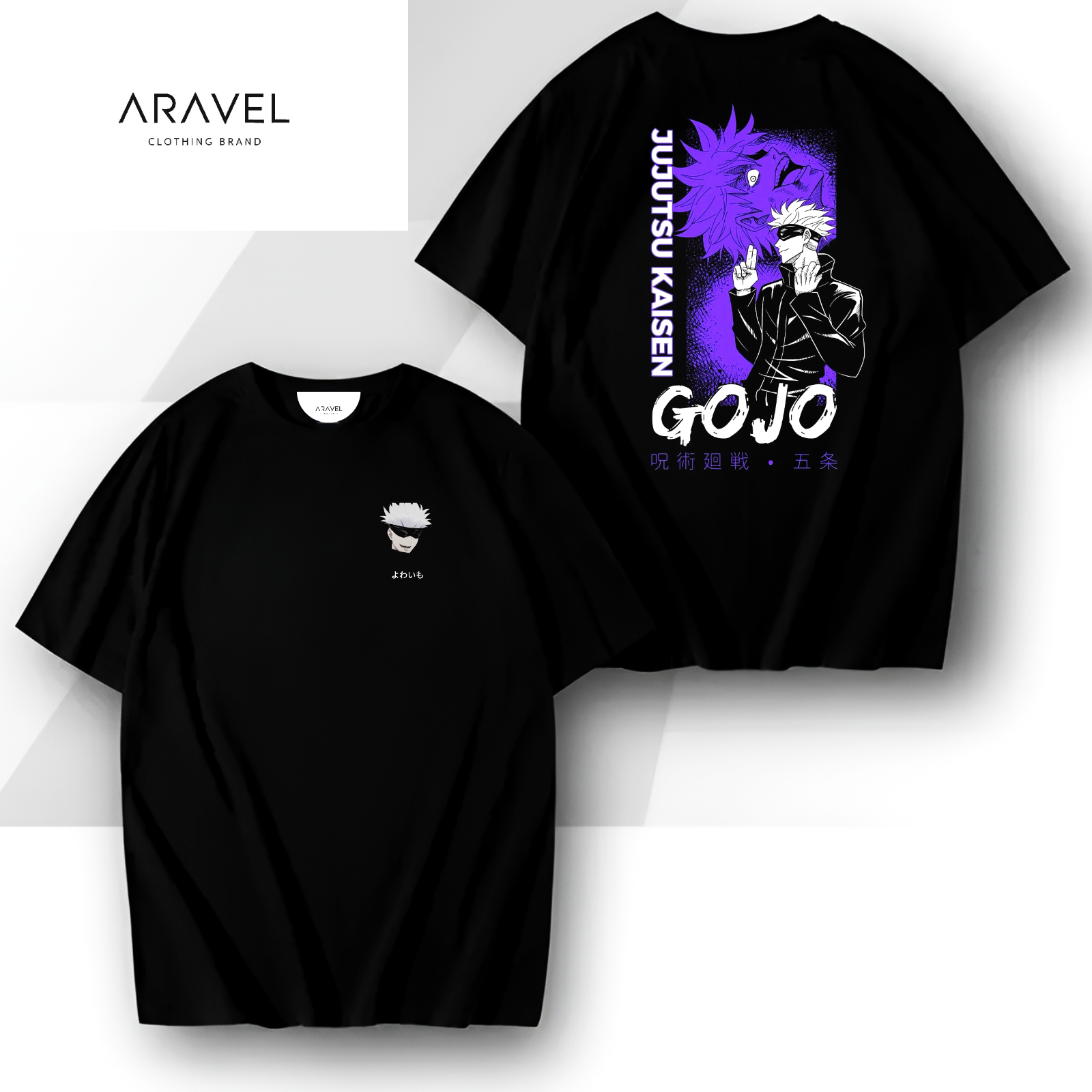 Picture of Gojo Satoru Jujutsu Kaisen Graphic T-Shirt Black - Aravel Anime Tee for Men  Cotton,