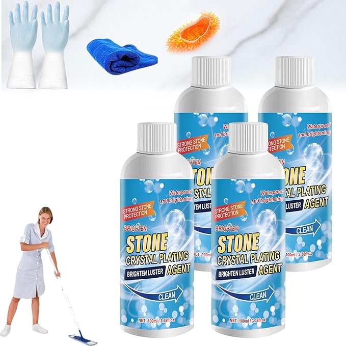 Picture of Libobuy Stone Stain Remover Cleaner, Stone Crystal Plating Agent, Marble Stone Cleaner Polishes, Stone Crystal Plating Brighten Luster Agent Cleaner (4 Pieces)