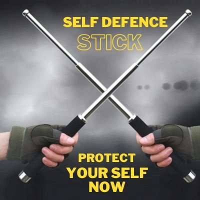 Picture of Gazzet New collection Extending Portable Folding Stick Tool Stainless Steel Telescopic Rod - Self Defence Stick Walking Stick Black