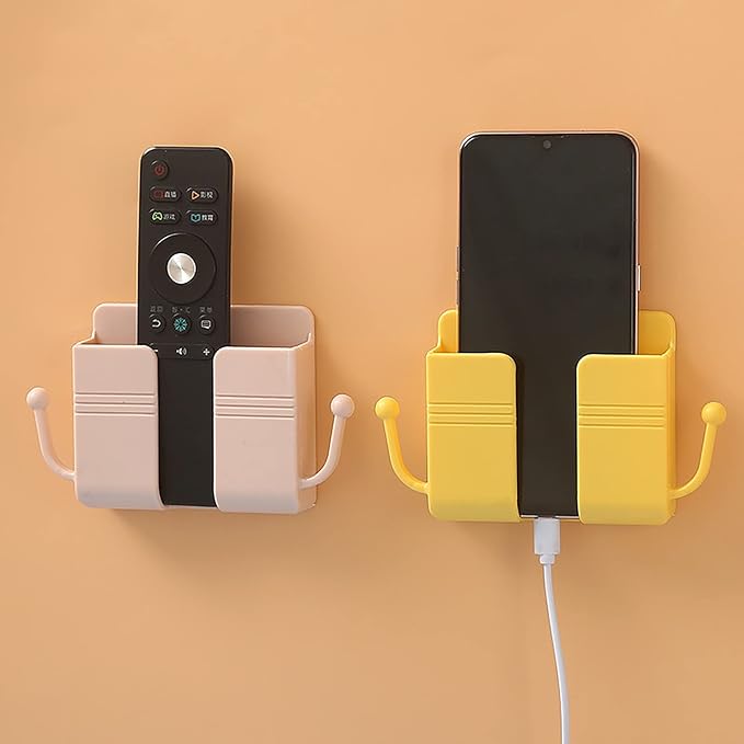 Picture of Wall Mount Phone Holder Self-Adhesive Wall Beside Organizer Storage Box Plastic Charging Phone Stand Remote Wall-Mounted Phone Brackets Holder for Bedroom
