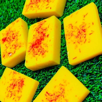 Picture of Saffron Handmade Soap-100 gm- Regular (Unpacked/Raw/hand cut)
