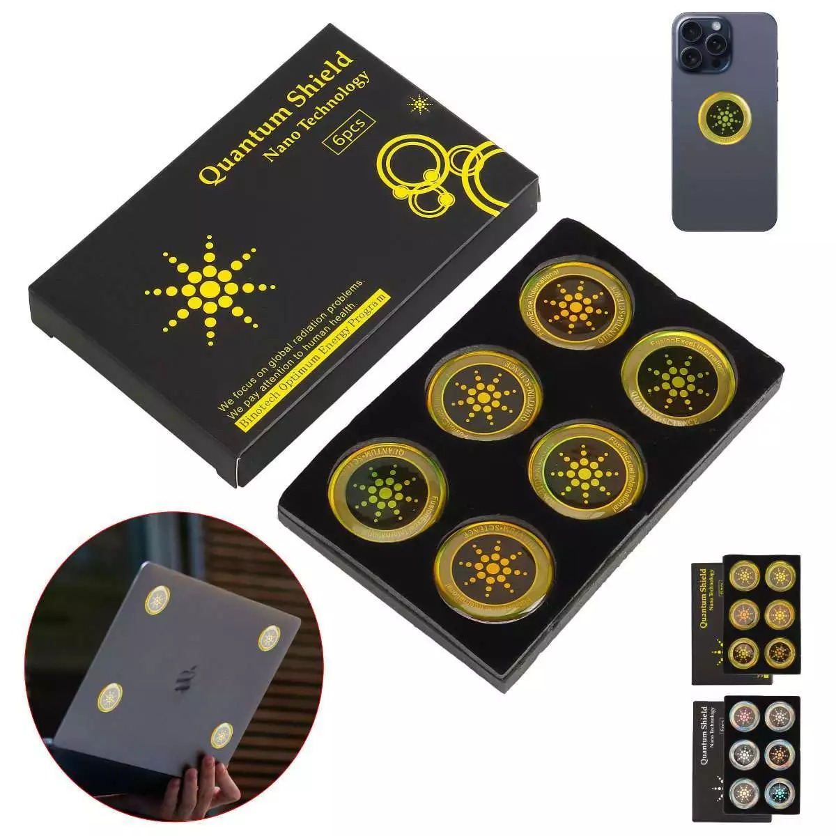 Picture of Quantum Anti Radiation Shield 5G EMF Protection - Phones Laptops - 6 Stickers