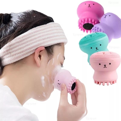Picture of Facial Cleansing Brushes Silicone Cute Octopus Facial Cleanser Pore Cleanser Exfoliator Face Scrub Washing Brush Skin Care Beuty Tools