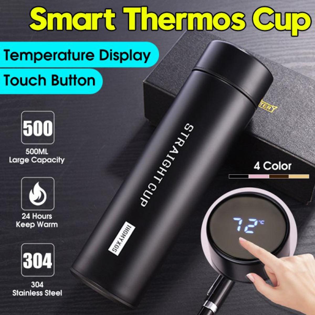 Picture of 500ml Thermos Stainless steel tumbler insulated water bottle cute coffee thermos cup LED Touch Display Temperature Vacuum Flasks Drinkware smart hot water bottle travel mug with extra battery gift
