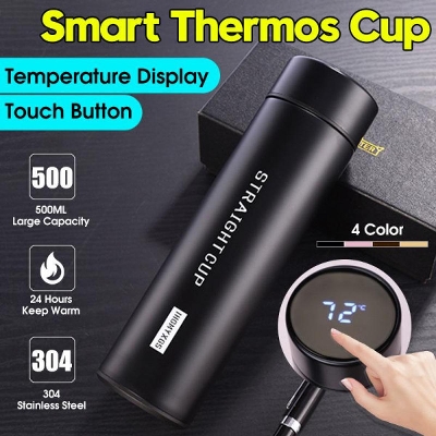 Picture of 500ml Thermos Stainless steel tumbler insulated water bottle cute coffee thermos cup LED Touch Display Temperature Vacuum Flasks Drinkware smart hot water bottle travel mug with extra battery gift