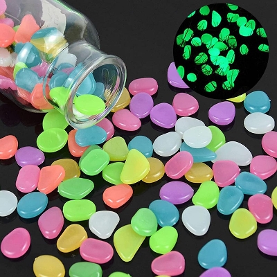 Picture of 50 pcs x Artificial Luminous Stone Glow in the Dark Fluorescent Pebbles Aquarium Fish Tank Garden Decorative Stones